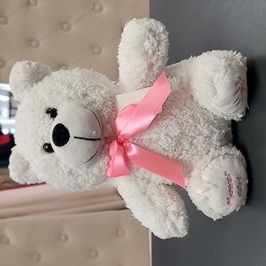 Plush Teddy Bear Flower Girl in White